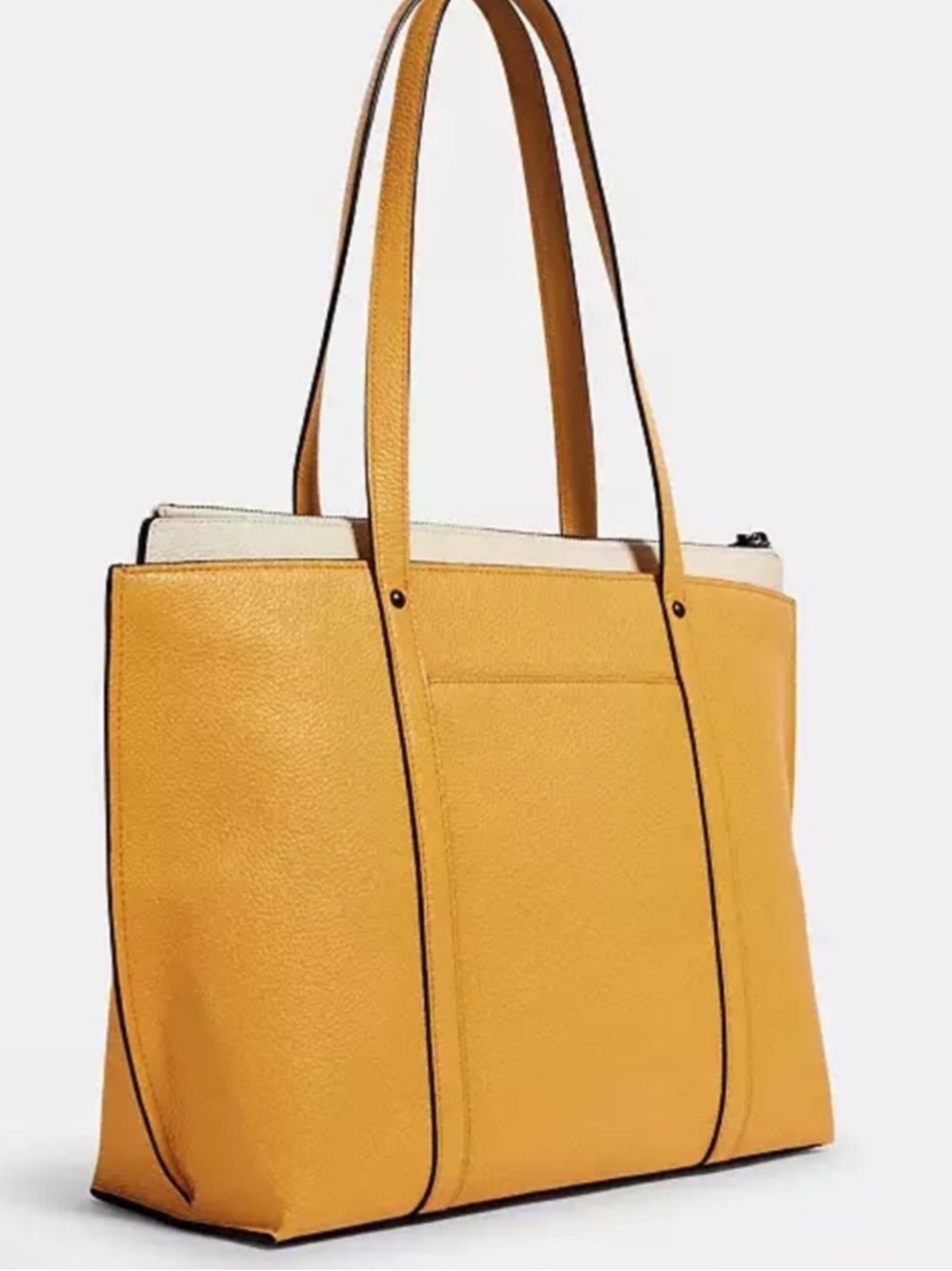 Coach Genuine Leather pebble large two toned yellow white May Tote Bag - Picture 12 of 16